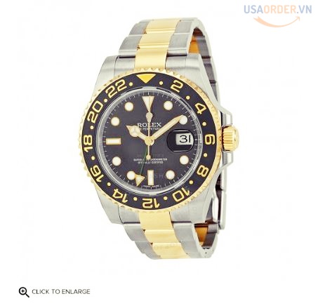 GMT-Master II Black Dial Stainless Steel and 18kt Yellow Gold Oyster Bracelet Automatic Men's Watch 116713BKSO