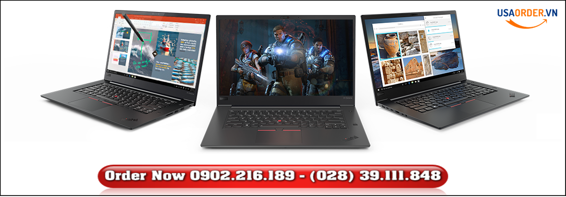 Ba hình ảnh của Lenovo ThinkPad X1 Extreme cạnh nhau.