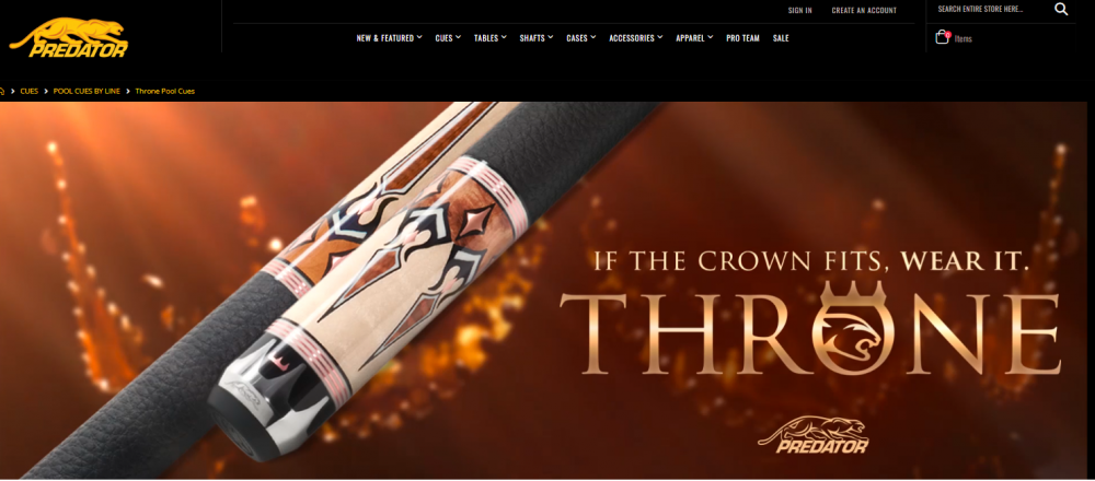 Predator Throne Series Pool Cues