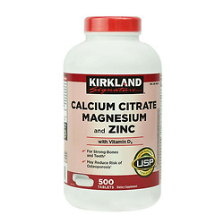Viên Uống Kirkland Signature Calcium Citrate Magnesium And Zinc 500 viên - Nhập Khẩu Mỹ