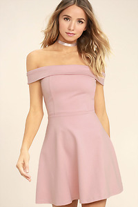 Váy Season of Fun Blush Pink Off-the-Shoulder Skater Dress - Nhập Khẩu Mỹ