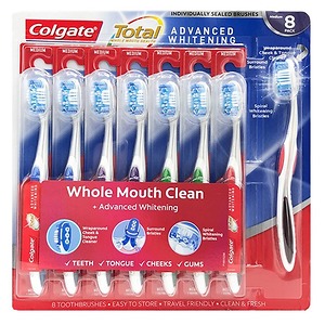 Bàn chải răng Colgate Total Advanced Whitening - 8 cái - Nhập Khẩu Mỹ