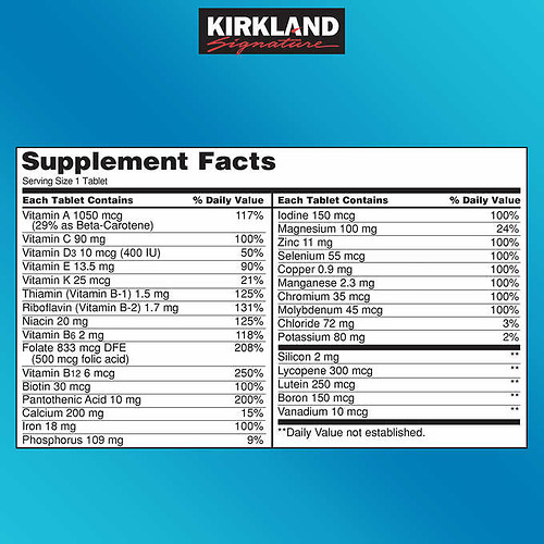 Viên uống bổ sung vitamin Kirkland Signature Daily Multi 500 viên - Nhập Khẩu Mỹ