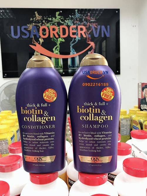 Dầu Gội + Dầu Xả Biotin & Collagen Shampoo 577ml - Nhập Khẩu Chính Hãng Từ Mỹ