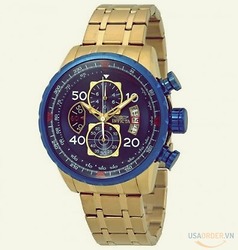 Aviator Chronograph Blue Dial 18kt Gold-plated Men's Watch