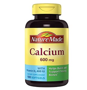 Nature Made Calcium (Carbonate) 600 mg w. Vitamin D3 400 IU Softgels 100 Ct