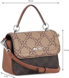 Túi xách NINE WEST Antionetta Mini Flap Crossbody Mocha Logo Multi One Size